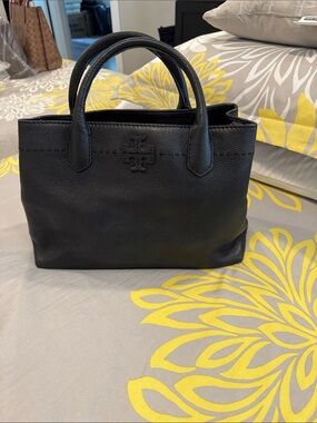 Tory Burch Black Leather Double-Handle Satchel